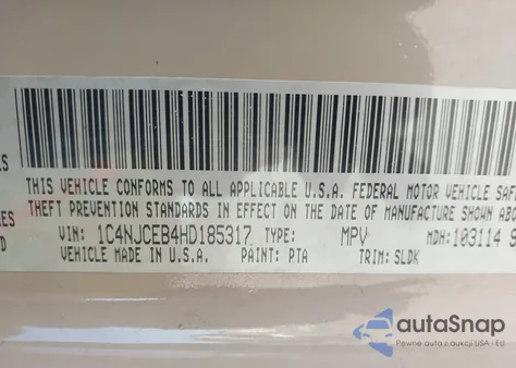 2017 Jeep Compass High Altitude Fwd z USA, uszkodzony, nr VIN 1C4NJCEB4HD185317